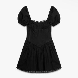 Zara Black Puff Sleeve Dress